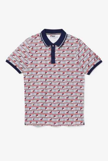 Fila Homme Gianni Polo 410 Peacoat / Blanche / Rouge Fila France ZHQ-354976